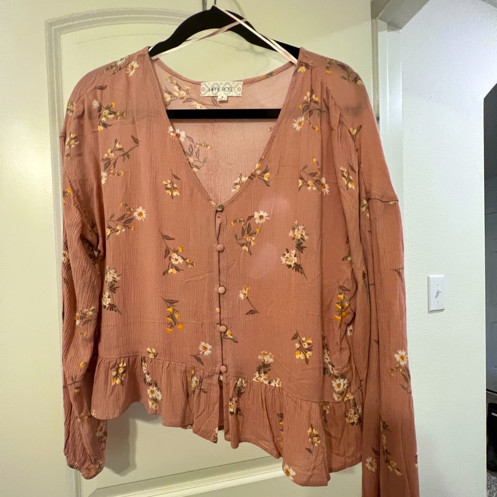 Hippie Rose long sleeve crop top size L